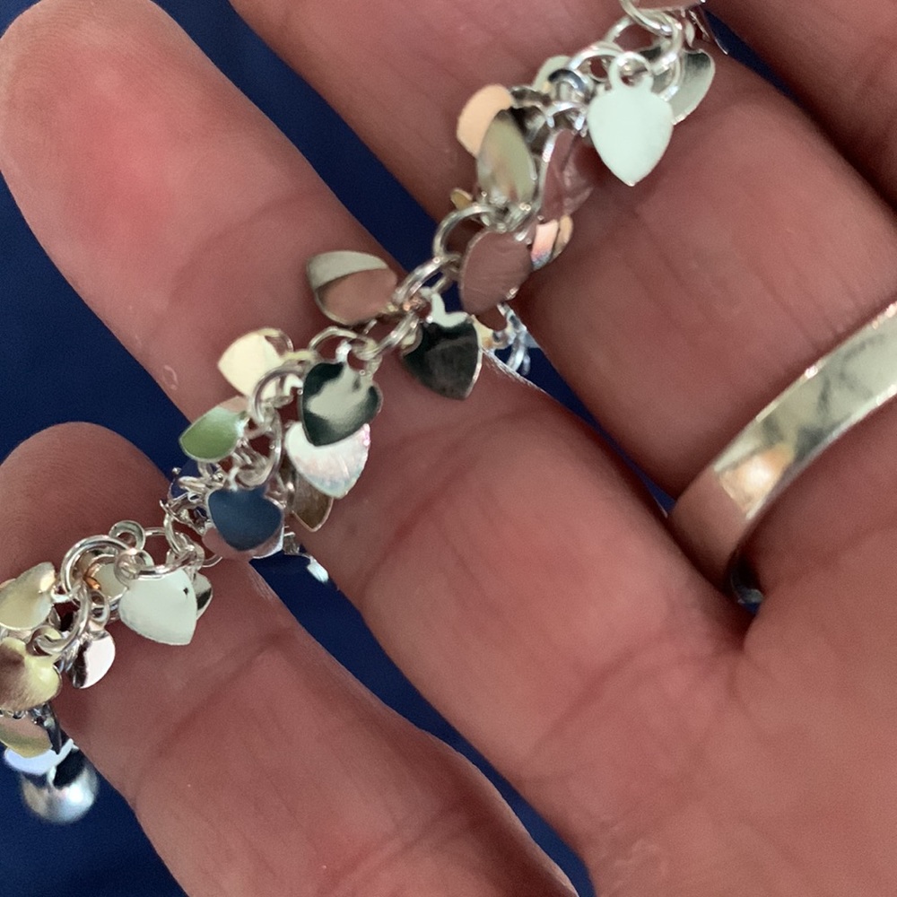 STERLING SILVER HEARTS BRACELET - Picture 3 of 10